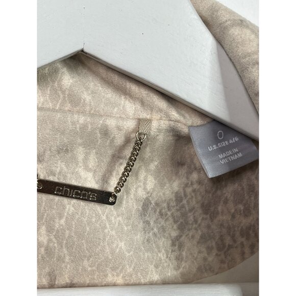 Chicos tan faux suede moto jacket small snake print preppy old money quiet luxur - Picture 6 of 16